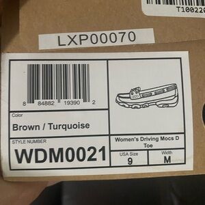 Super cute brown and turquoise, Twisted X women’s moccasins.